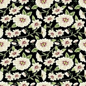 Floral Beauty Flowers Black Small 4"