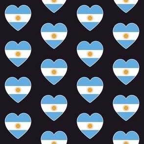 Argentinian flag hearts on black 