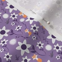 Small scale foxes and floral in Purple 