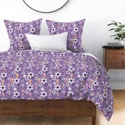 Large scale foxes and floral in purple 