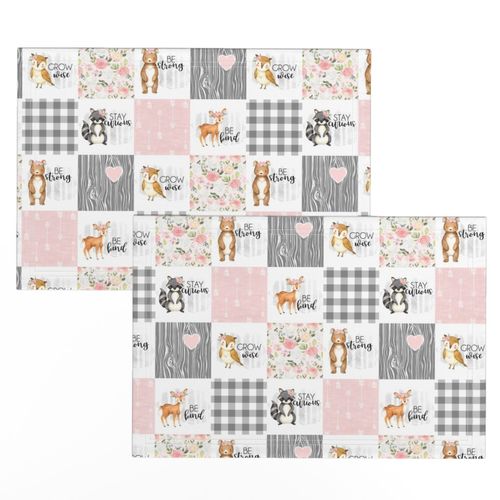 3 inch Woodland Buddies//Pink - Wholecloth Cheater Quilt