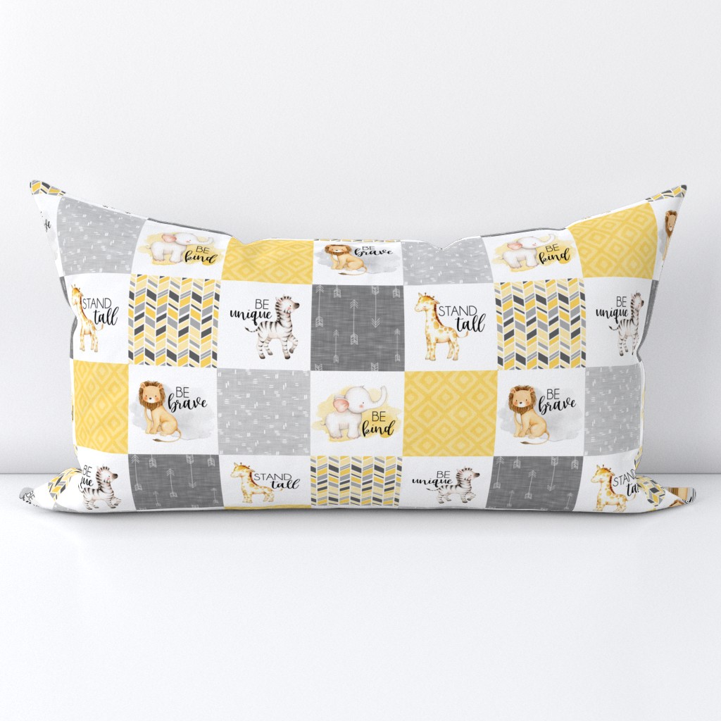 3 inch Safari//Zoo//Yellow - Wholecloth Cheater Quilt