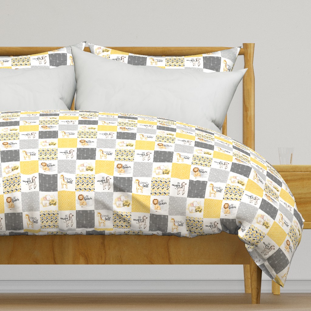 3 inch Safari//Zoo//Yellow - Wholecloth Cheater Quilt