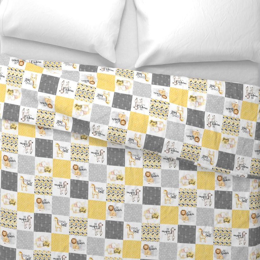 3 inch Safari//Zoo//Yellow - Wholecloth Cheater Quilt