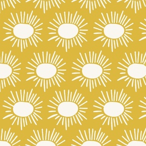 Bursting Sun Hand Painted Design in Golden Yellow + Cream | XL