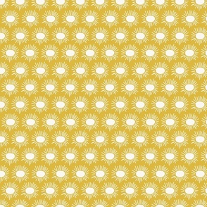 Bursting Sun Hand Painted Design in Golden Yellow + Cream | Md