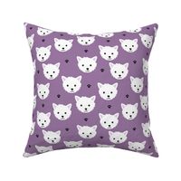 Minimalist west highland white terrier dogs and paws design kids purple white 