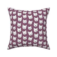 Adorable little west highland terrier hand drawn Westie dogs puppies and dots egg plant purple white