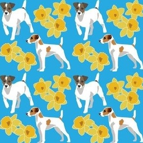 Jack Russel Terrier Dog Daffodil  small scale blue
