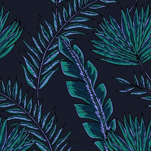 Tropical Flora Oversized - Moody Night