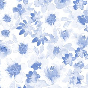 Watercolor Blue Florals 