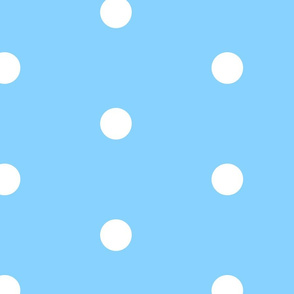 Large scale white polkadots on sky blue