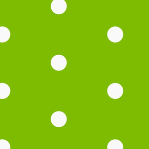 Large white polkadots on chartreuse green