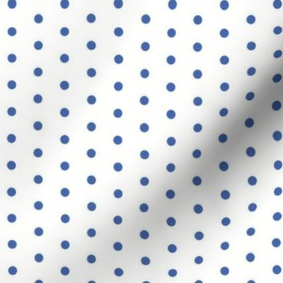 Royal blue on white quarter inch polka dot