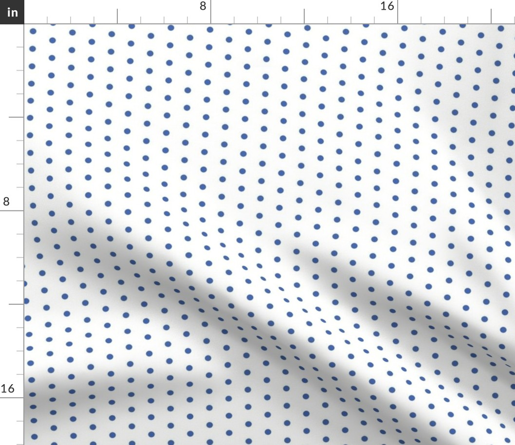 Royal blue on white quarter inch polka dot