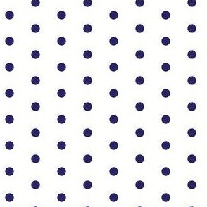 Navy blue on white quarter inch polka dot