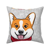 18" panel - Corgi - red on grey  - LAD21