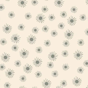 Sunshine - ditsy sun print - olive and cream