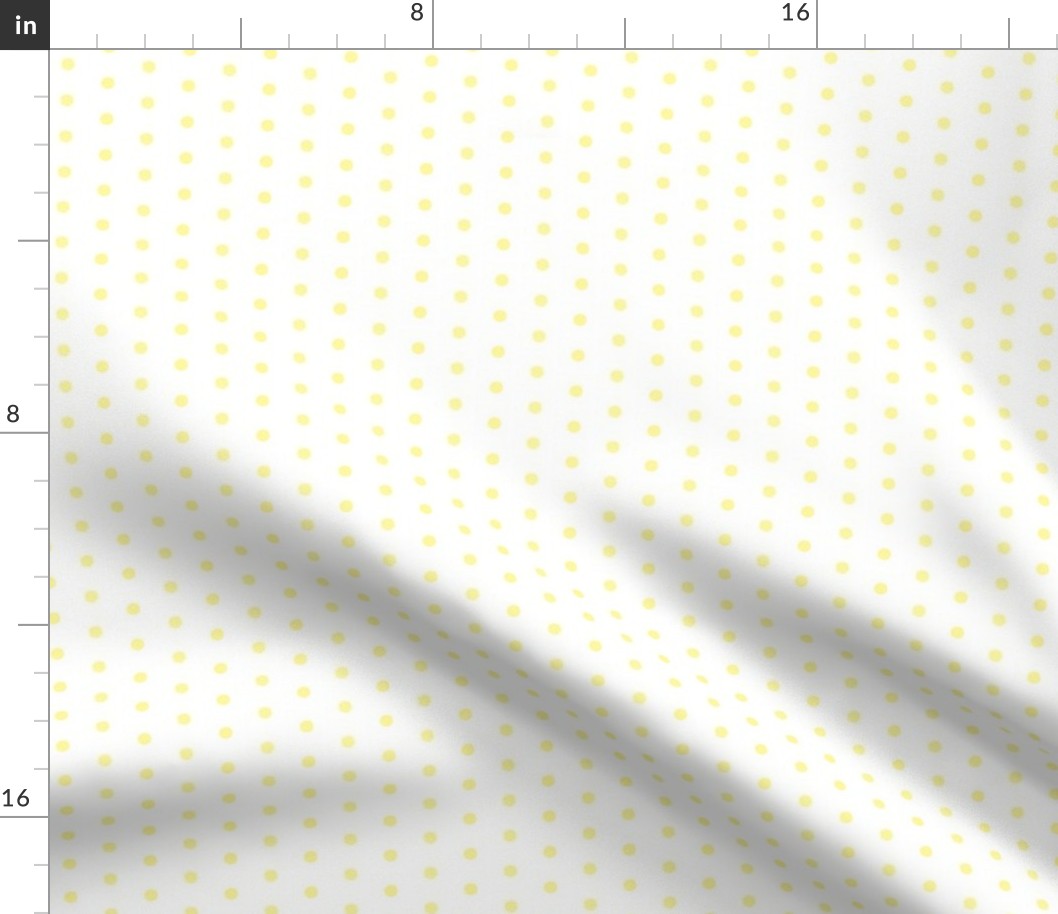 Yellow on white quarter inch polka dot