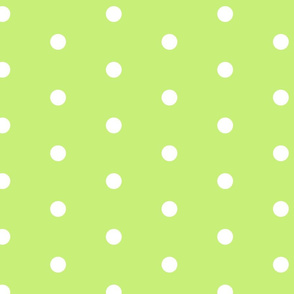 Medium scale white polkadots on lime green