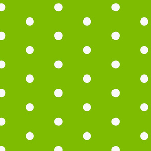 Medium scale white polkadots on chartreuse green