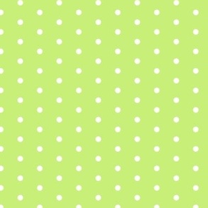 Small scale white polkadots on lime green