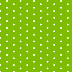 Small scale white polkadots on chartreuse green 