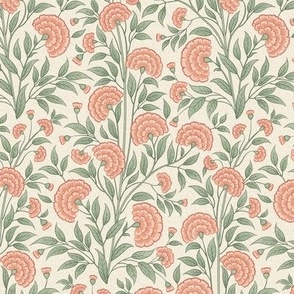 Carnations Arts and Crafts Trailing Floral in Peach Fuzz pancoty2024 Small 