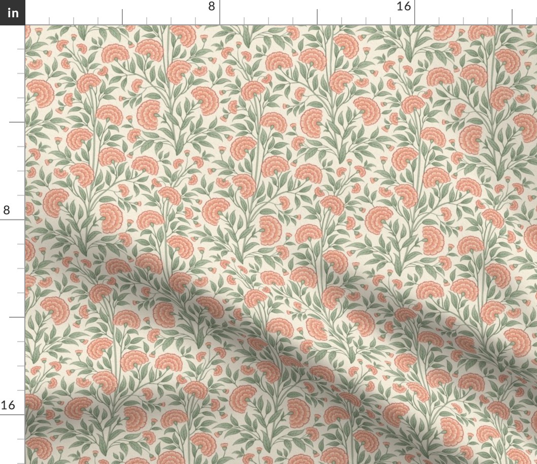 Carnations Arts and Crafts Trailing Floral in Peach Fuzz pancoty2024 Small 