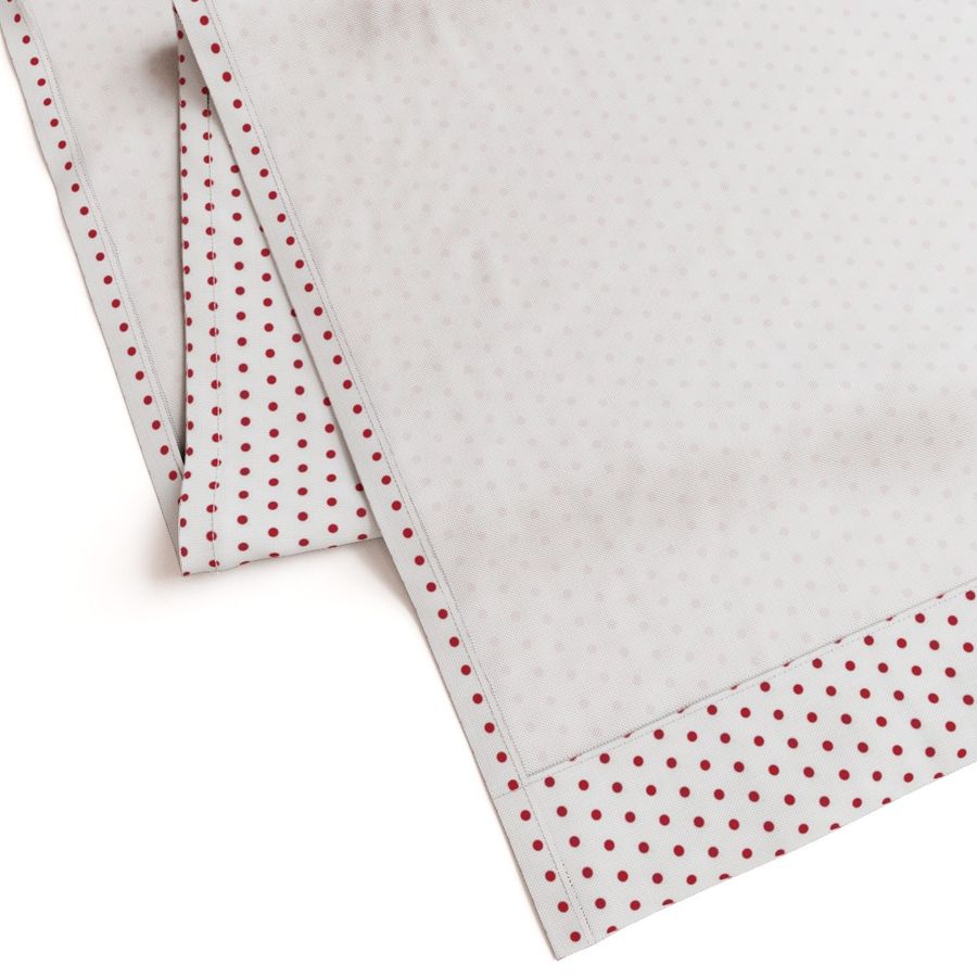 Red quarter inch polka dot on white 