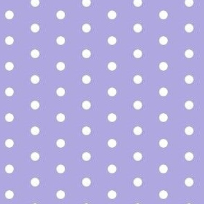 White on lilac quarter inch polka dot
