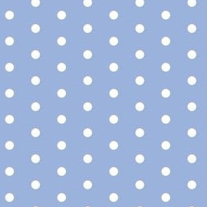 White on sky blue quarter inch polka dot