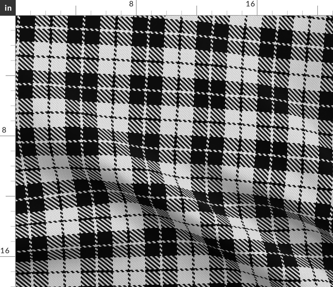 Black and White Plaids , Tartans , Checks 3.81in x 3.81in