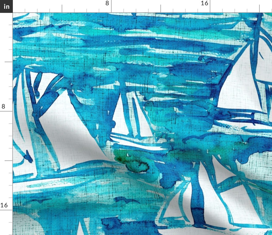Sailboats watercolor dark - loosely painted Sailing ships