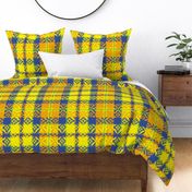 Yellow ,Blue ,Orange ,Plaids , Tartan18.00in x 18.00in, s , Checks 