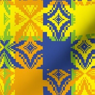 Yellow ,Blue ,Orange ,Plaids , Tartan18.00in x 18.00in, s , Checks 