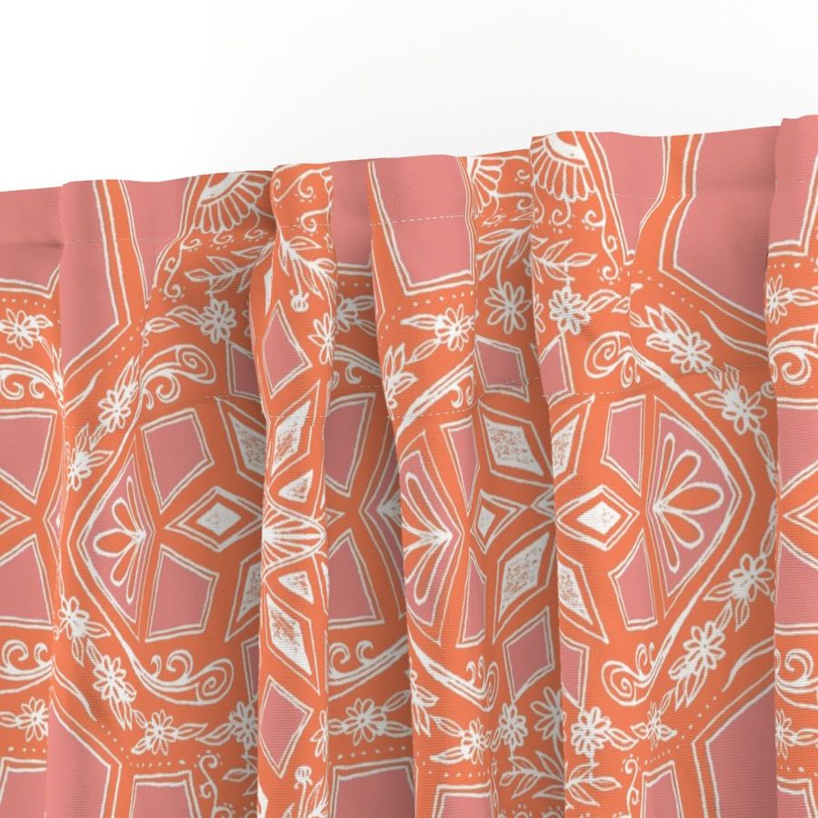 Tangerine and Rose Art Deco Geometric Lace