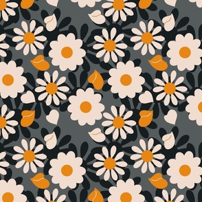 Daisy Garden - Orange and grey