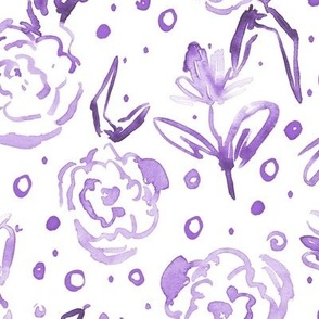 Amethyst bloom in Mykonos - watercolor dainty florals - painterly flowers for modern home decor_ nursery a271-8