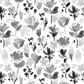 Silver grey midsummer meadow - watercolor painted wildflowers - florals a271-13