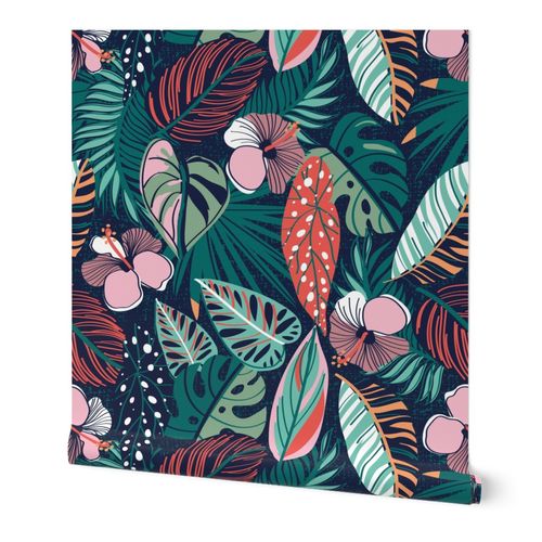 Moody tropical night // large jumbo Wallpaper | Spoonflower