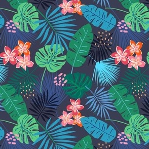 Tropical Leaves and Frangipani dark