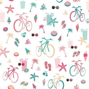 retro beach bikes white and pink small