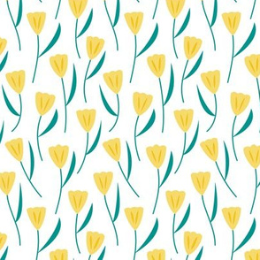 Small Yellow Tulips on White (Bold)