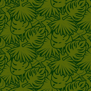 Tropical Leaves in Monochrome Jungle Green