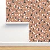 Wild flowers and puffins blossom garden iceland design adorable kids design sand caramel beige pink blush girls