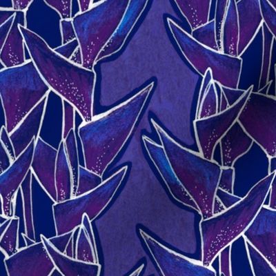 Dragon Claw Floral Botanical Pattern Blue Purple Moody Tropics