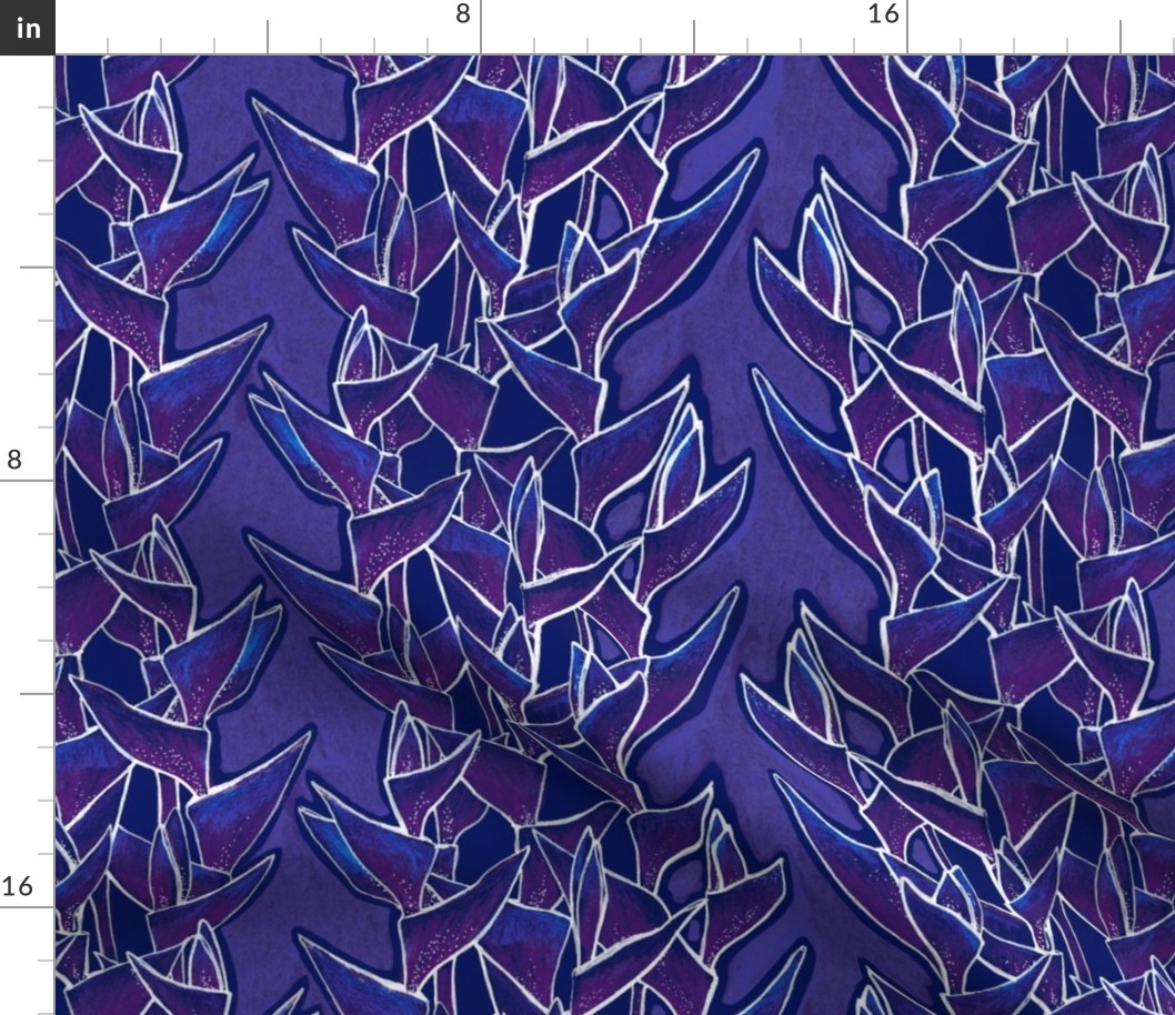 Dragon Claw Floral Botanical Pattern Blue Purple Moody Tropics