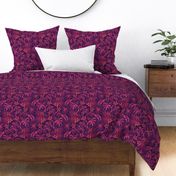 ★ MOODY JUNGLE ★ Monstera, Banana Leaves, Tropical flowers / Purple, Pink, Coral - Small Scale / Collection : Welcome to the Jungle – Wild Tropical Prints