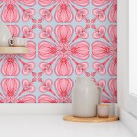 Geometric pink floral tile pattern